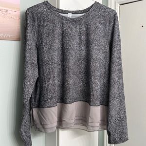 Lululemon Sole Training Long Sleeve Top Gray White Speckled Mesh Running Sz. 10